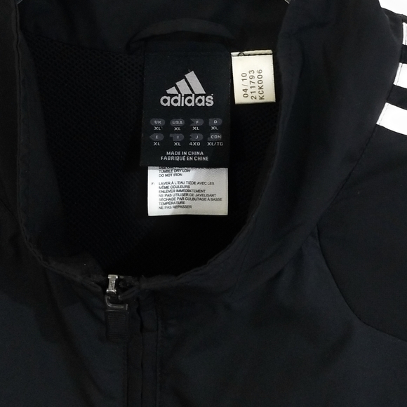 ADIDAS Mens Trio Black Full Zip Windbreaker Soccer Jacket Coat Size XL - Picture 6 of 7